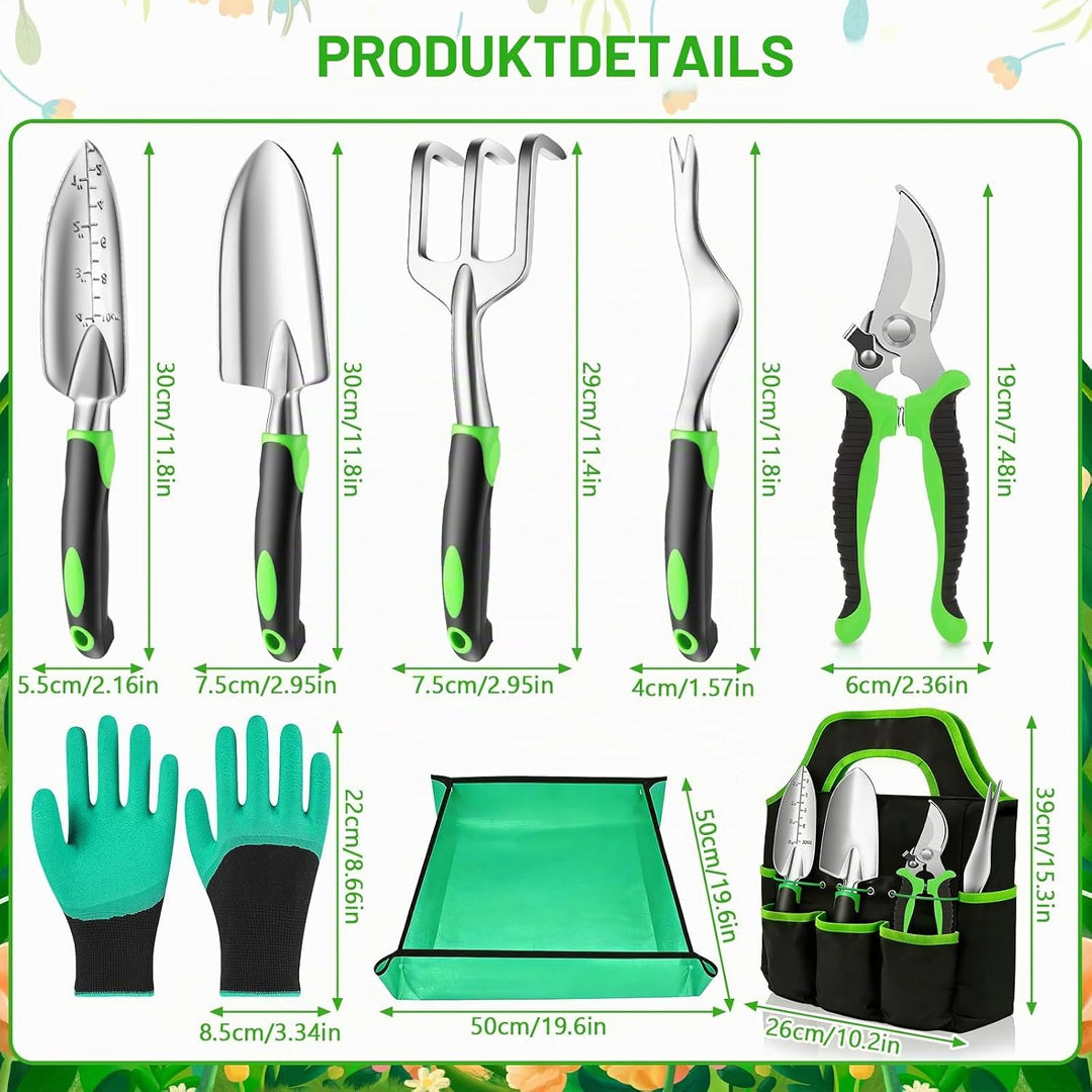Gartenwerkzeug Set 8 Stück Gartengeräte Set Garten Werkzeug aus Edelstahl Gartenset Werkzeug mit Tas