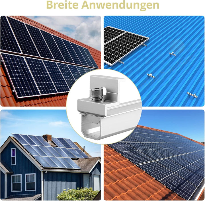 Anbte Solarmodul Halterung Kit, 6 Stück 200mm Kurzschiene aus Aluminium inkl. 6pcs Endklemme für Mod
