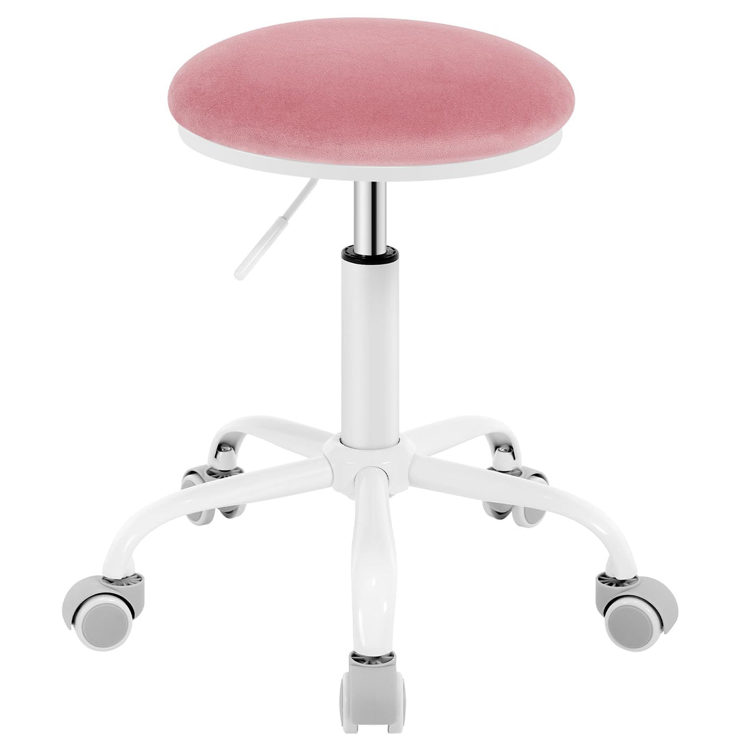 EUGAD Schminkhocker höhenverstellbar, Drehhocker mit Rollen, runder Hocker 360° drehbar, für Ankleid
