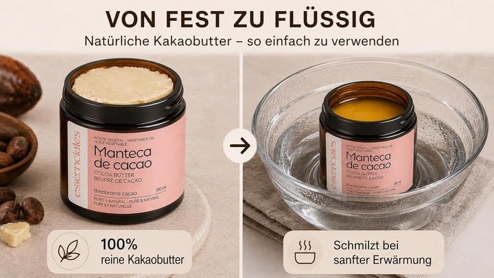 Kakaobutter Bio Nativ Kaltgepresst Theobroma Cacao Butter Natürlich Reine Pflege Haut Haar Körper Li