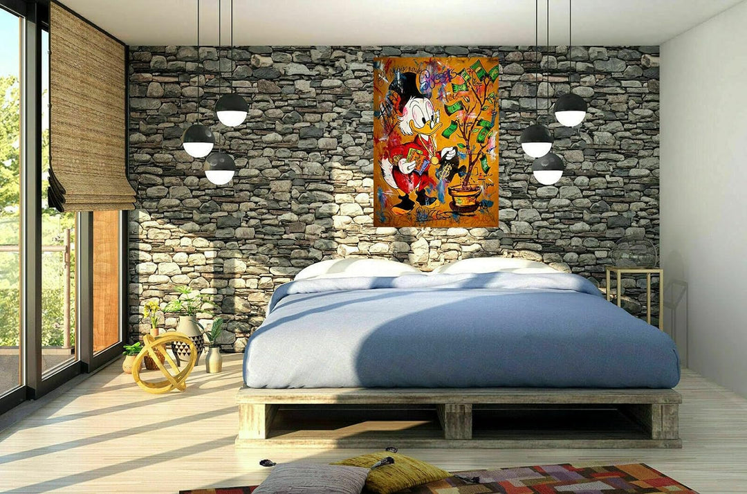 Magic Canvas Art - Bilder Dagobert Duck Pop Art Leinwandbild 1- teilig Hochwertiger Kunstdruck moder