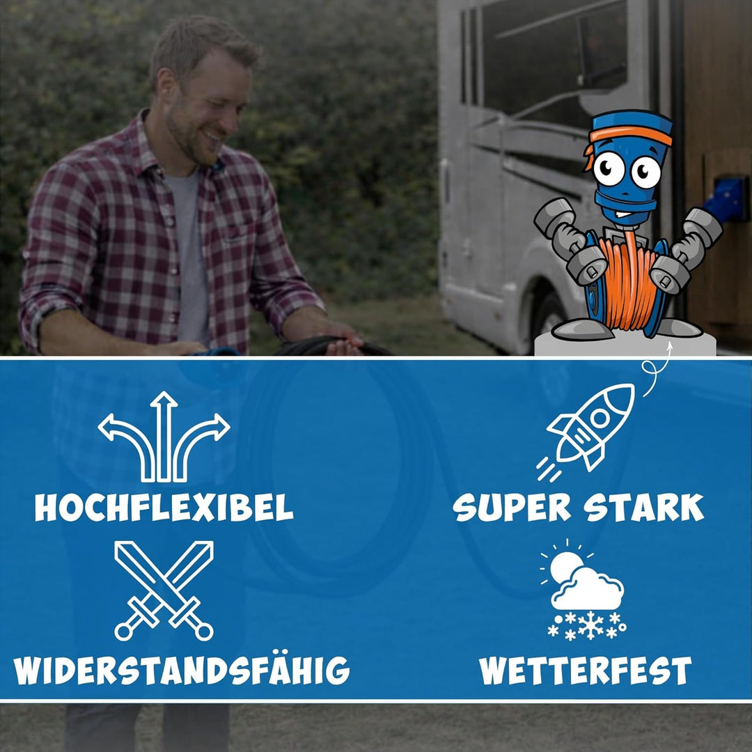 KALLE DAS KABEL CEE-Verlängerungskabel Winkelkupplung Campingkabel Wohnmobil-Kabel Caravan-Leitung H