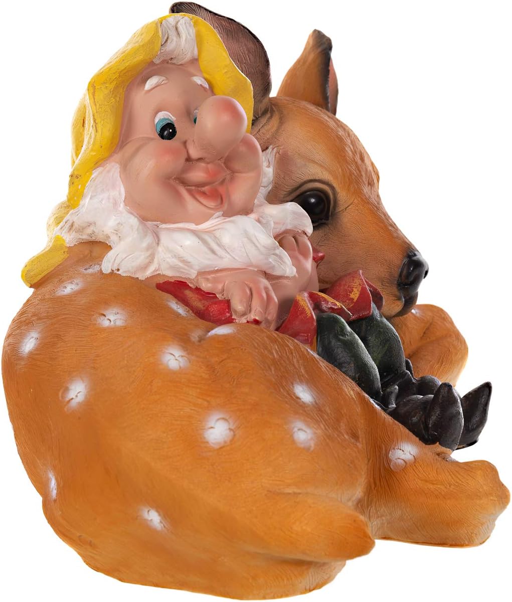 Grosser Zwerg mit REH Gartenzwerg Gartenwichtel NF15176 Gross 37cm Figur Dekozwerg Gartenzwerg " Reh