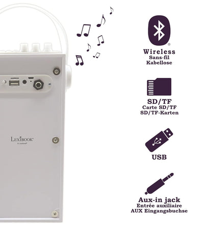 Lexibook BTP180Z iParty-Tragbarer Bluetooth-Lichtlautsprecher mit Mikrofon, Stereoanlage, Lichteffek