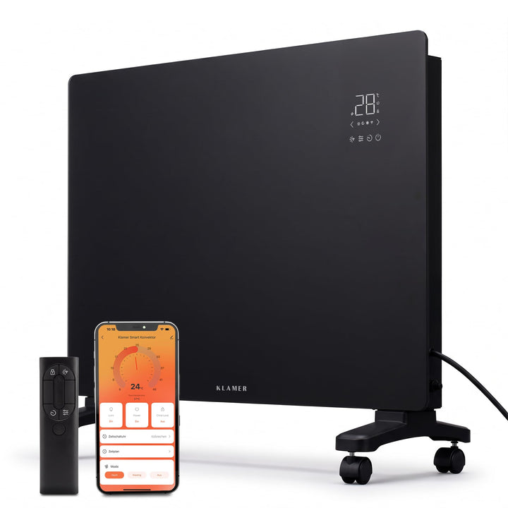KLAMER Konvektor 1500W, Elektroheizung, WLAN App, Timer, Wand &amp; Stand