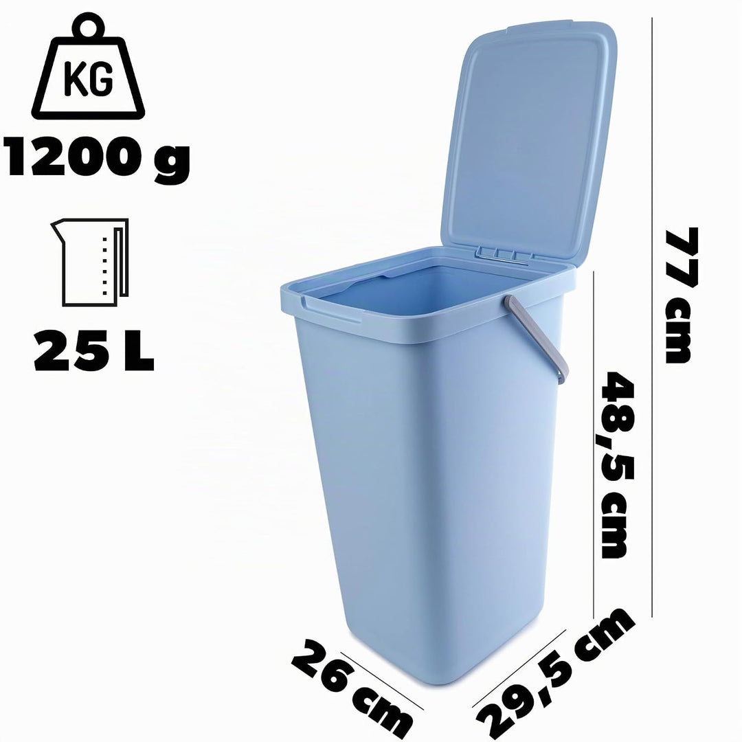 KADAX Abfallbehälter 25L, 3er Set, Abfalleimer aus Plastik mit Deckel und Griff, Mülleimer für Müllt