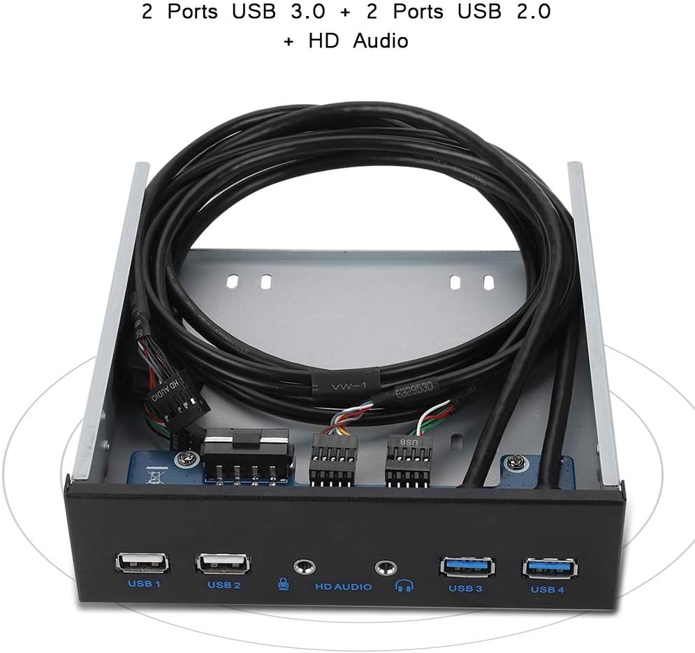 ASHATA USB 3.0 Front Panel, Frontplatte Front Panel 5.25 Zoll Multifunktion USB3.0+USB2.0 Hub,Super