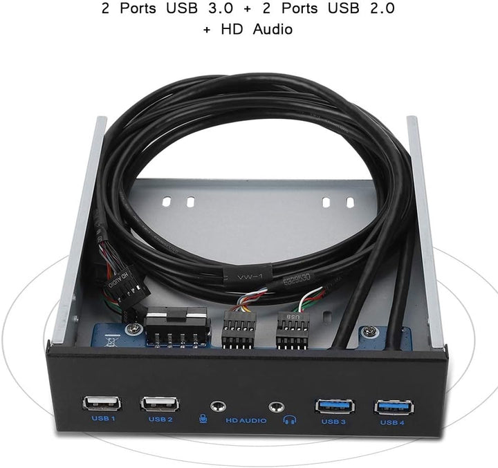 ASHATA USB 3.0 Front Panel, Frontplatte Front Panel 5.25 Zoll Multifunktion USB3.0+USB2.0 Hub,Super