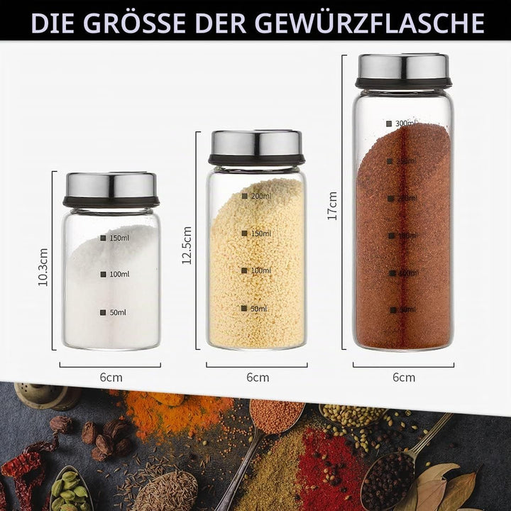 aiface Gewürzgläser mit Drehdeckel 2 Stück, Gewürzdosen aus Borosilikatglas, 200ml Gewürzstreuer mit