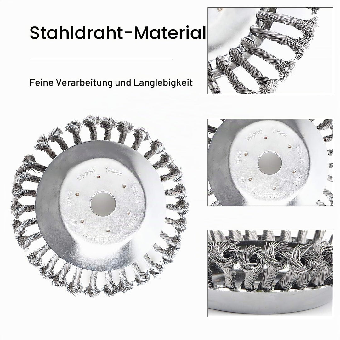 SWAWIS 2 Stück Unkrautbürste für Freischneider 200×25,4mm Wildkrautbürste Drahtbürste für Freischnei