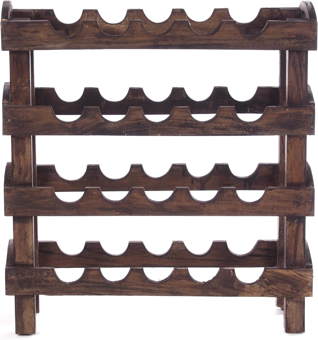 DESIGN DELIGHTS WEINREGAL Rustic | 66x61x24 cm (HxBxT), Recyclingholz, Dunkelbraun | Flaschenhalter,