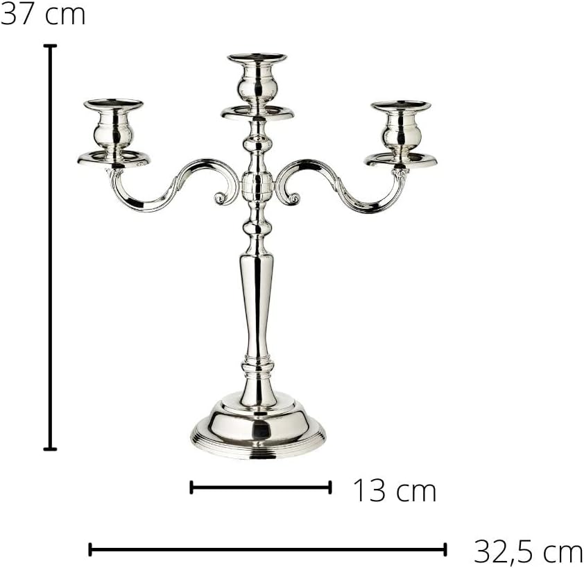 EDZARD Kerzenleuchter Regina (H 36 cm) in Silber 3-flammig - Kerzenhalter, Kerzenständer für den Adv