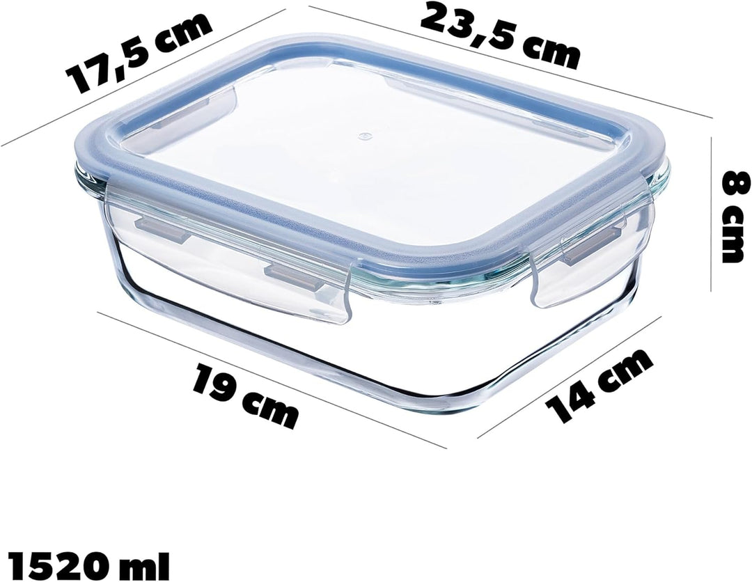 KADAX Glasbehälter Set mit Deckel, 3 Grössen 370/1300/1520 ml, luftdichte Frischhaltedosen aus Glas,