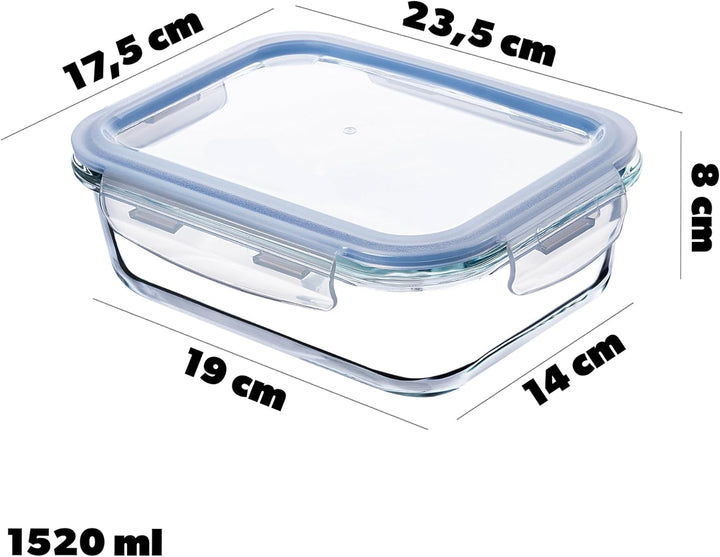 KADAX Glasbehälter Set mit Deckel, 3 Grössen 370/1300/1520 ml, luftdichte Frischhaltedosen aus Glas,