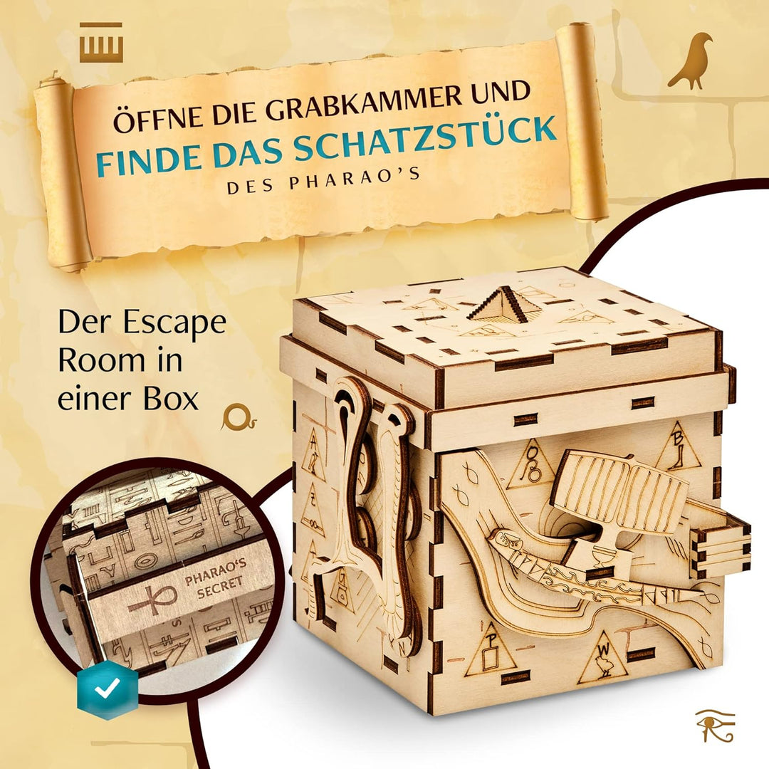 INSCAPE Pharaoh´s Secret - Rätselbox Holz - Puzzle Box - Escape Room Spiel Erwachsene und Kinder - K