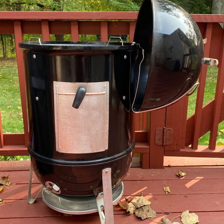 WELL GRILL Slide-a-Side Deckelhalter für Weber 47cm & 57cm Kugelgrill Holzkohlegrill, Edelstahl Deck