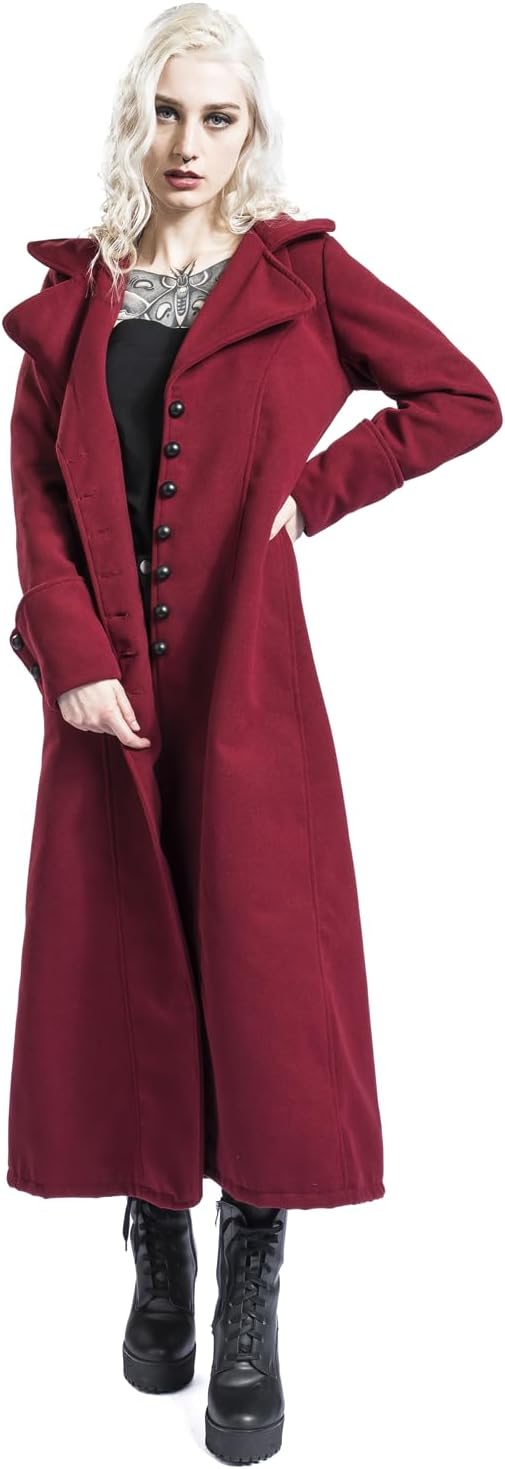 Gothicana by EMP Damen violetter Mantel mit grosser Kapuze XXL Rot, XXL Rot