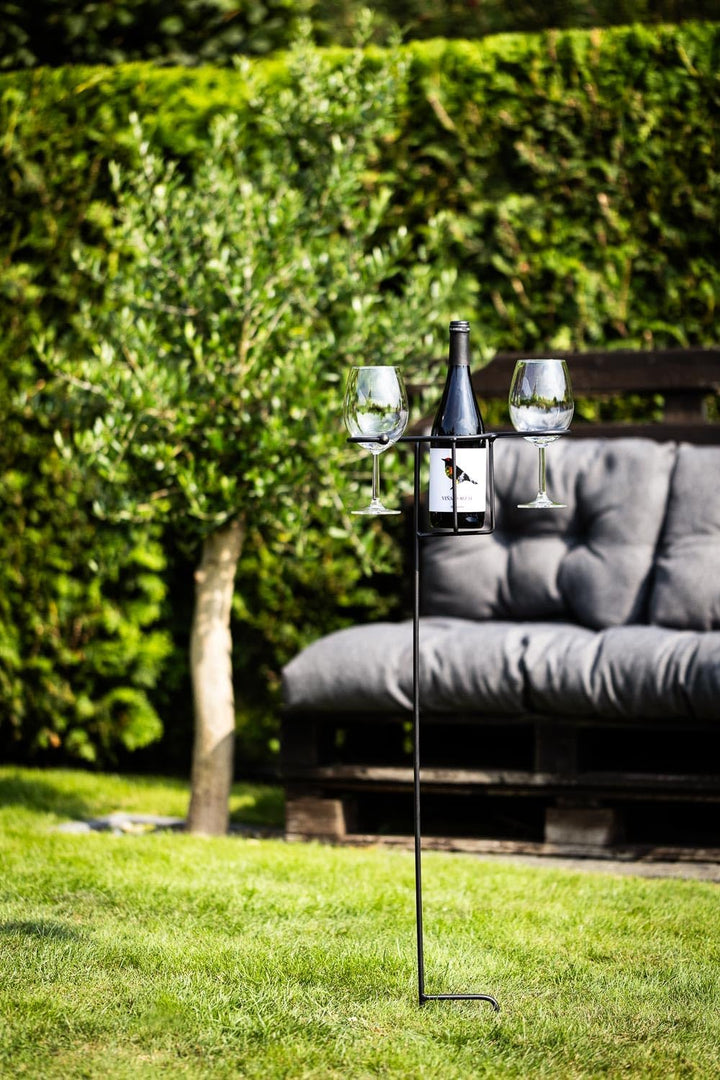 Bornhöft Weinflaschen und 2er Glashalter für den Garten Gartenstecker Weinglas Beetstecker Terrasse