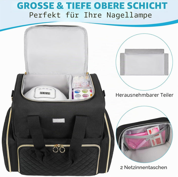 Nagellack Tasche,Doppelschichtige Nagellack Aufbewahrung Organizer Tasche für 80 Flaschen (15 ml) un
