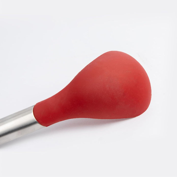 CUISIPRO ELEGANCE Kochlöffel aus satiniertem Edelstahl | 30,5 cm | Rot | Antihaft-Silikon Kochlöffel