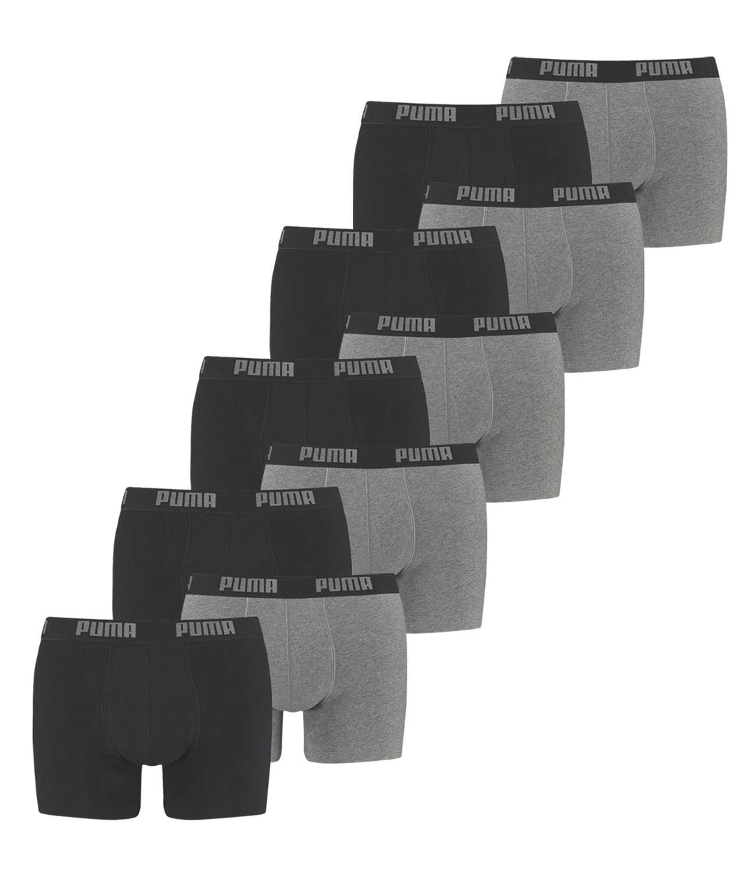 PUMA Herren Boxershorts Unterhosen 100004386 10er Pack, Wäschegrösse:2XL, Artikel:-691 Dark Grey Mel