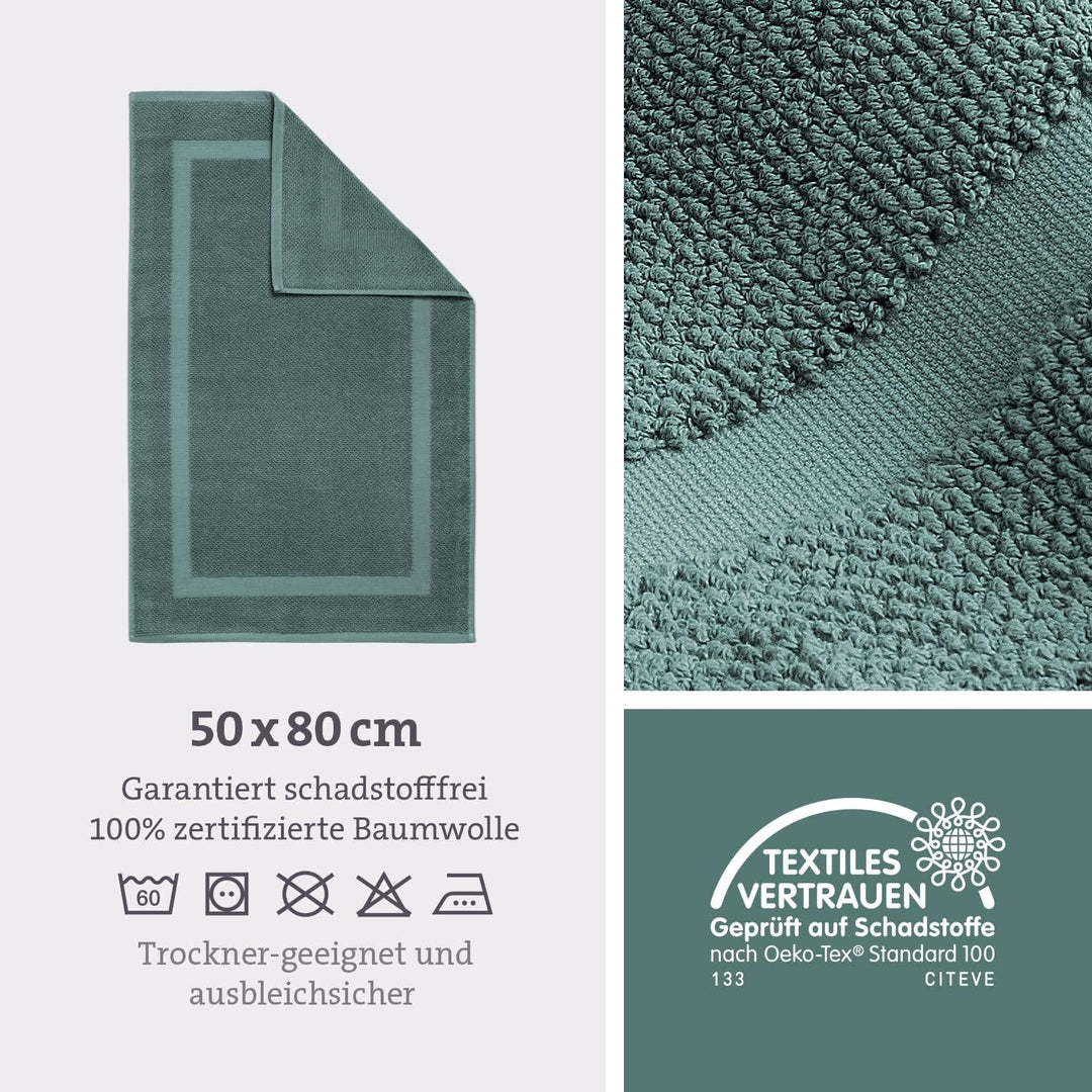 herzbach home Badvorleger Set 100% Baumwolle | Duschvorleger | 1.000 g/m² | Saugfähig | Waschbar (Oz