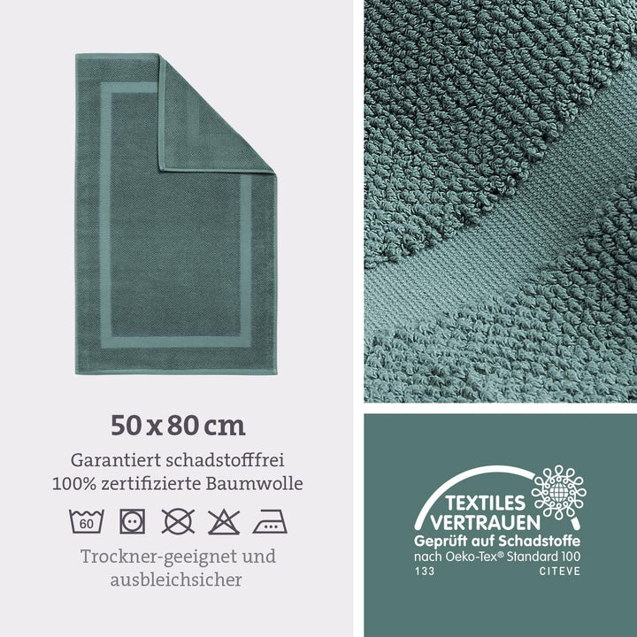 herzbach home Badvorleger Set 100% Baumwolle | Duschvorleger | 1.000 g/m² | Saugfähig | Waschbar (Oz