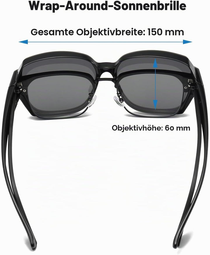 Polarisiert Sonnenbrille Über Normale Brille - Überzieh Sonnenbrille Damen mit UV400 Sonnenüberbrill