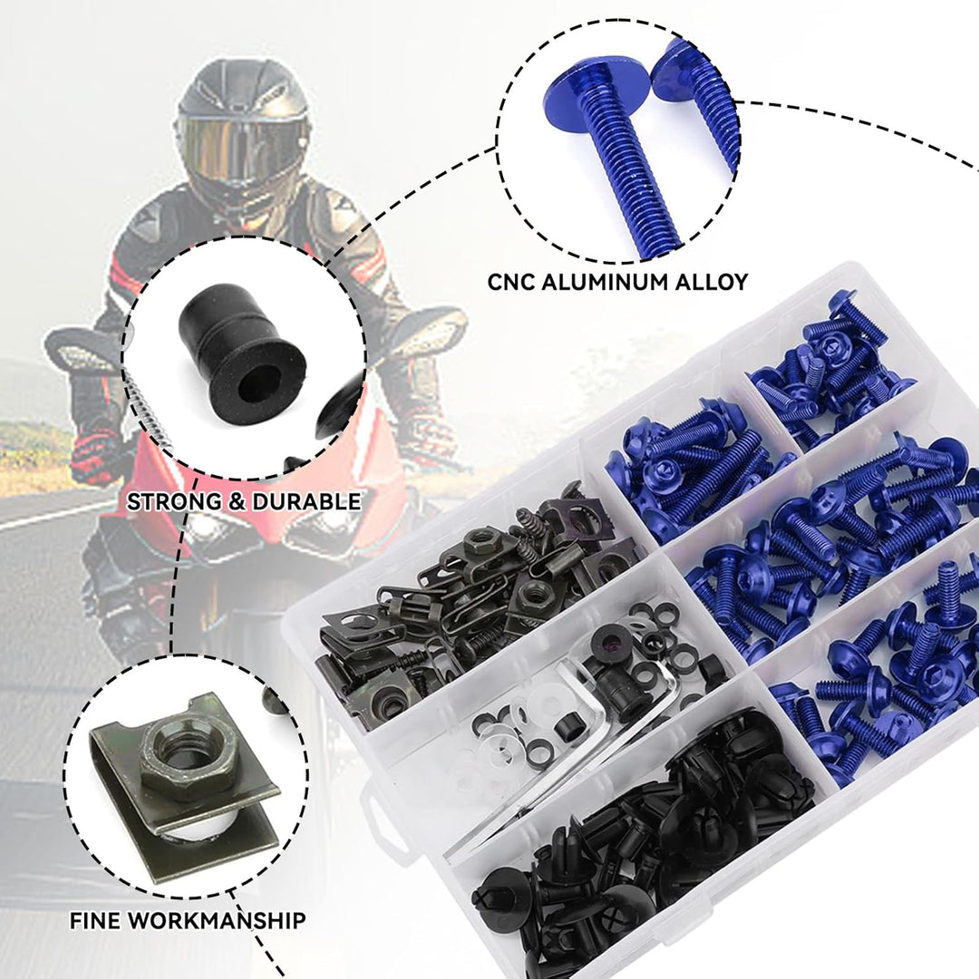 Tomotato 198 Stück Motorrad Verkleidung Schrauben Kit, Universal M5 M6 Motorräder Windschutzscheiben