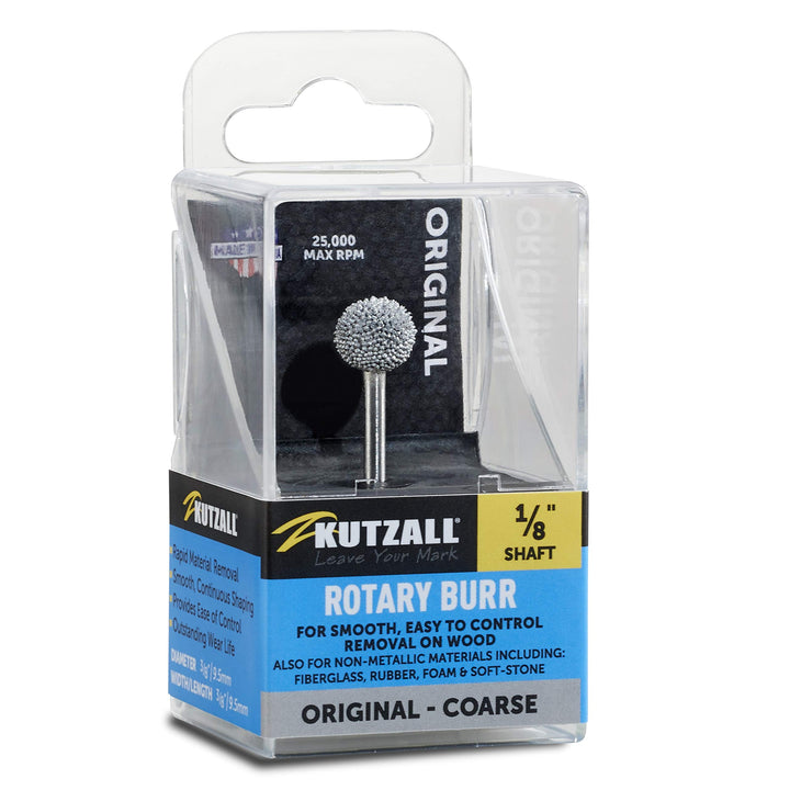 Kutzall Original Sphere Rotationsfräser 1⁄8" Shaft, Grob - Holzbearbeitungsaufsatz für Dremel, Fored