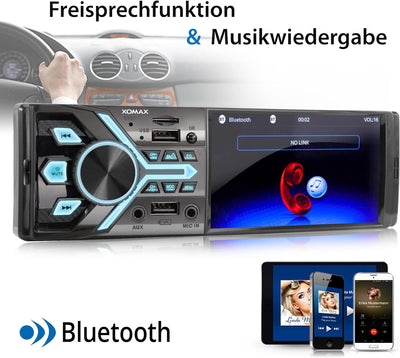 XOMAX XM-V424 Autoradio mit 4.1" / 10 cm Bildschirm I Bluetooth Freisprecheinrichtung I RDS I MP3 I