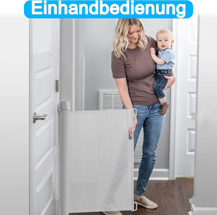 UISEBRT Türschutzgitter Roll Treppenschutzgitter Ausziehbar 0-150cm Absperrgitter Hund Türgitter für