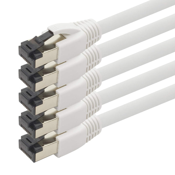 1aTTack.de 3m Cat 8 Netzwerkkabel CAT8 Kabel Weiss - 5 Stück Cat.8 Lan 2000 Mhz 40 Gbit s 40GBase-T