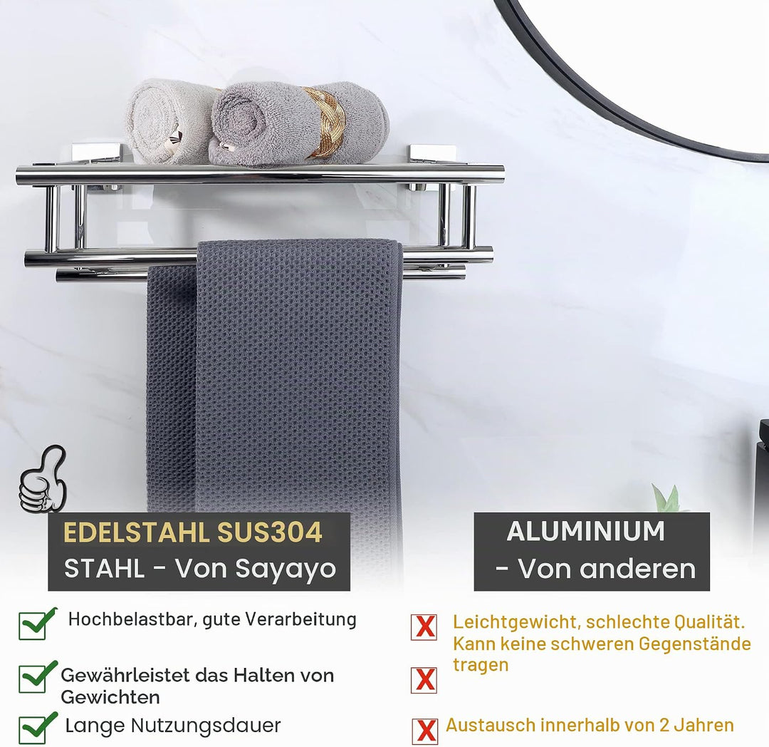 SAYAYO Doppel Handtuchhalter Bad Badetuchhalter Edelstahl Premium Handtuchstange Bohren für Badezimm