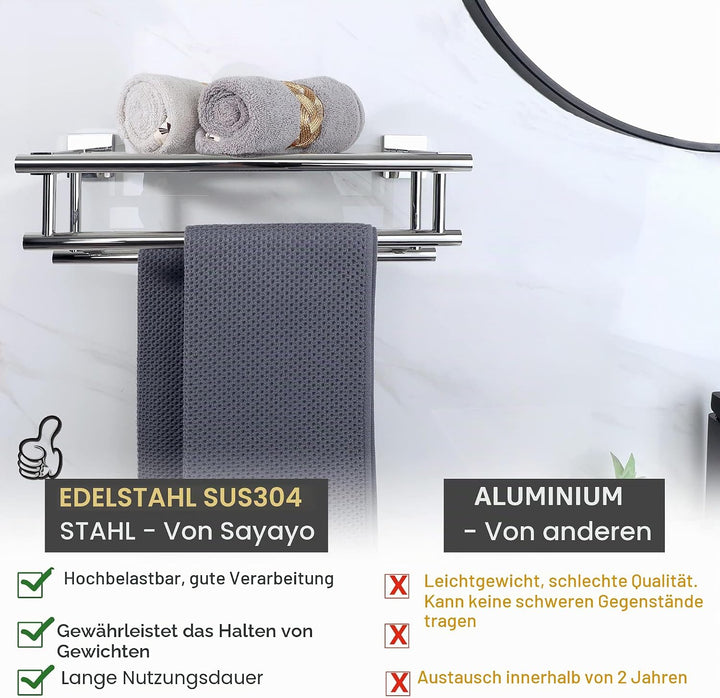 SAYAYO Doppel Handtuchhalter Bad Badetuchhalter Edelstahl Premium Handtuchstange Bohren für Badezimm