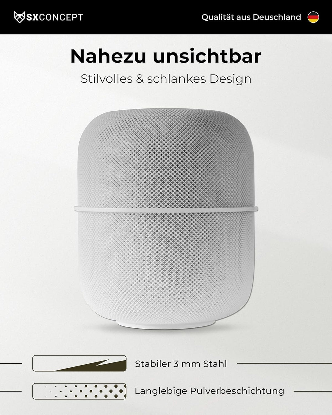 Homepod Wandhalterung | für Apple Homepod und Homepod 2 | optimale Raumoptik & platzsparend | Gerade