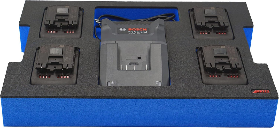 APTEX Schaumeinlage passend für Bosch 4x Akkus GBA 18V (kein ProCore) + Ladegerät GAL 18V-40 für Bos