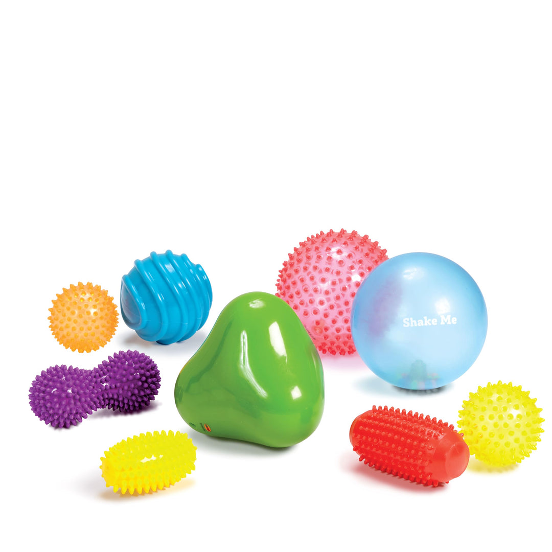 Edushape Sensory Mini Balls for Baby - Pack of 6 Solid Color Baby Balls That Help Enhance Gross Moto
