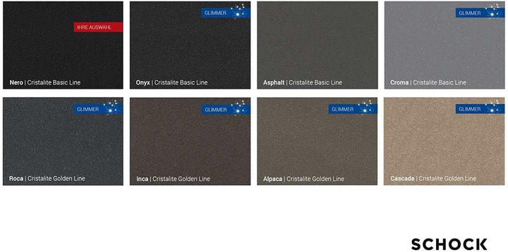 SCHOCK Küchenspüle 100 x 50 cm Primus D-150 Nero - CRISTALITE schwarze Granitspüle mit 1 ½ Becken ab