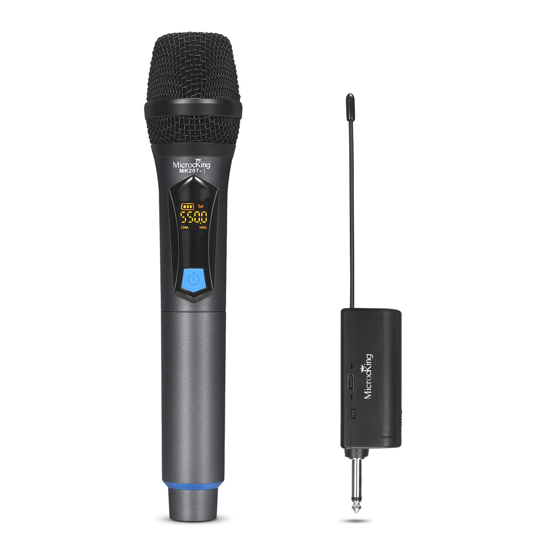 MicrocKing Drahtloses Mikrofon Wireless Microphone System Dynamic Handheld mit wiederaufladbarem Emp