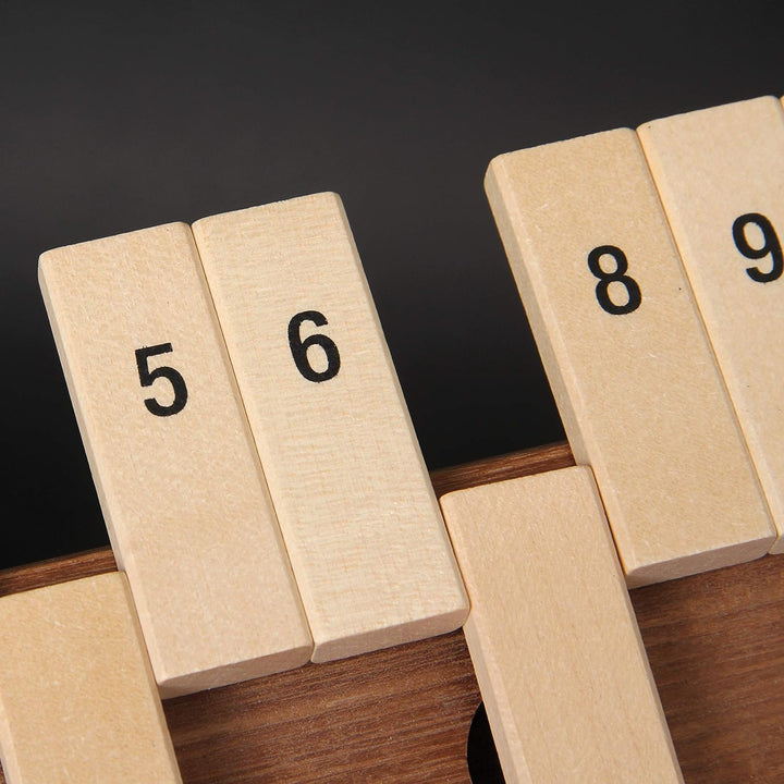 Bartl 100853 Klappenspiel, Shut The Box, Würfelspiel, hochwertige Ausführung aus Akazien- und Ahornh