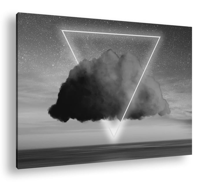 deyoli Dreieck Wolken Logo Format: 80x60 Effekt: Schwarz&Weiss als Leinwandbild, Motiv fertig gerahm