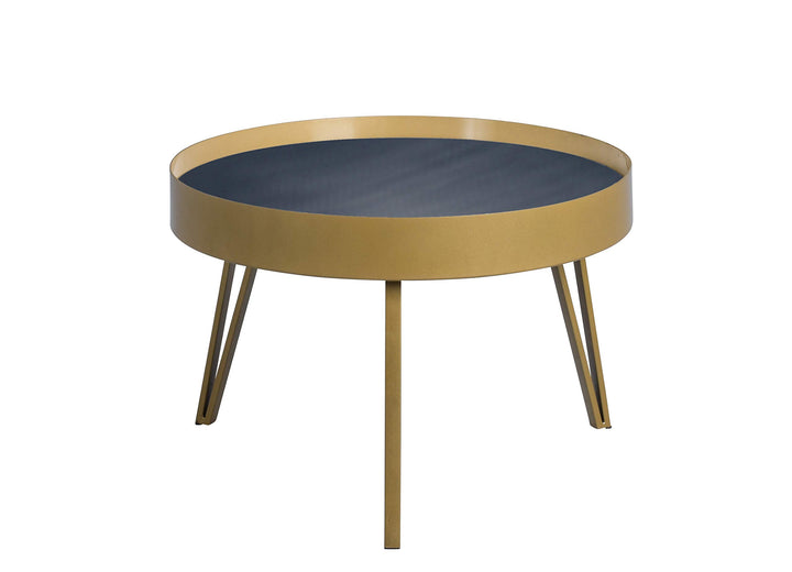 M2 Kollektion Tom 2 Couchtisch/Sofatisch, Metall, schwarz, gold, Durchmesser=60, Höhe=41cm