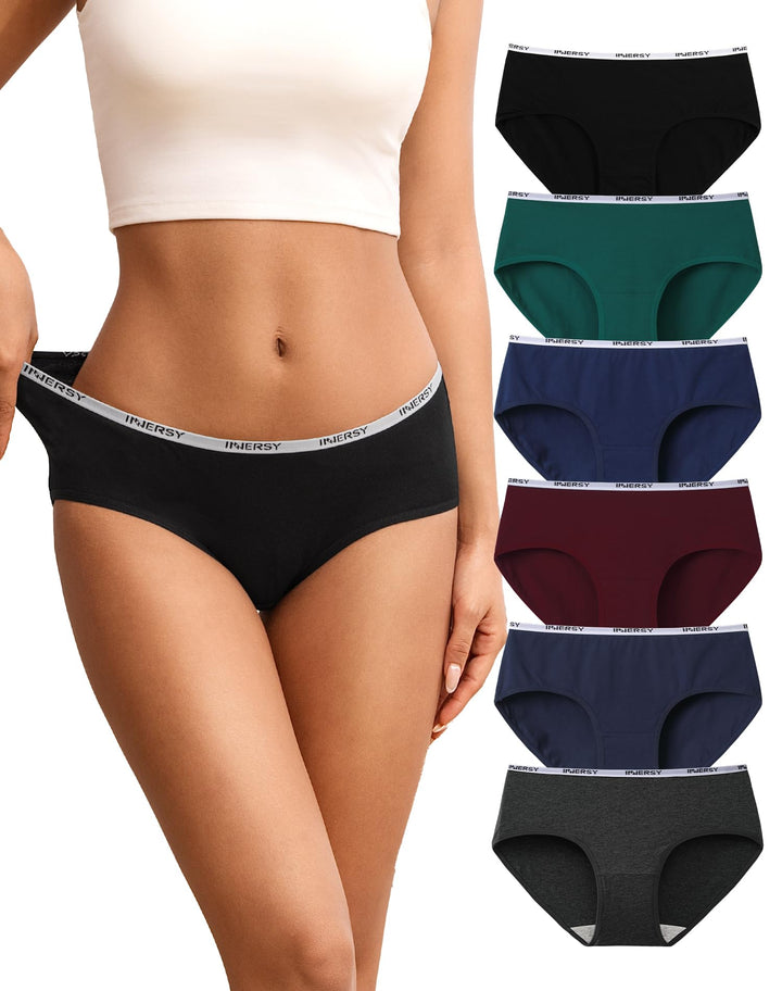 INNERSY Unterhosen Damen Baumwolle Slips Mehrpack Hipster Bequem Unterwäsche 6er Pack XXL Dunkle, XX