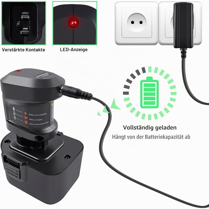 7.2V-18V Ladegerät für Dewalt 7.2V 9.6V 12V 14.4V 18V NI-MH/NI-Cd Akkus, für DE9057 DE9071 DE9091 DE