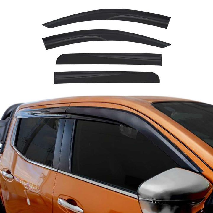 OMAC Regenabweiser Windabweiser kompatibel mit FIAT Fullback 2016-2021 Windschutz Schwarz 4 TLG