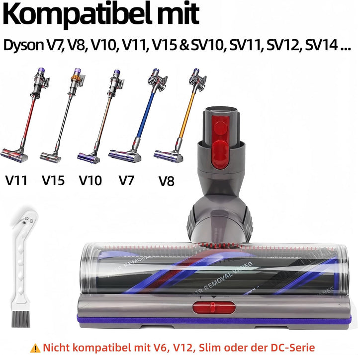 Elektrische Bodendüse für Dyson V15 V11 V10 V8 V7 Aufsatz, Upgrade Torque Drive Bodenbürste mit Anti