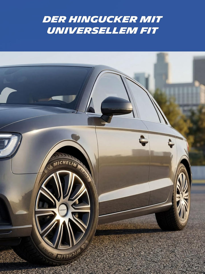 MICHELIN Radkappen 15 Zoll Universal Radzierblenden Louise 4er Set Fürs Auto ABS Kunststoff | Schwar
