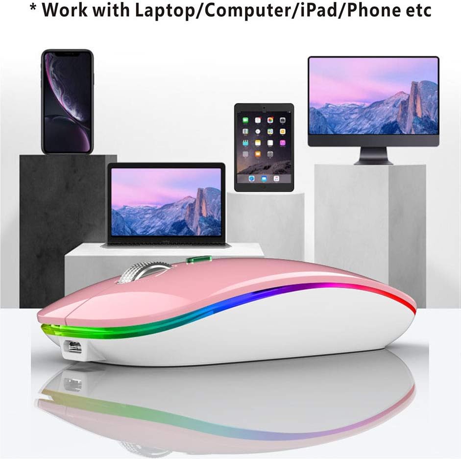 Uiosmuph Bluetooth Maus Kabellose, LED Funkmaus wiederaufladbar Leise Wireless Mouse 2.4GHz Kabellos