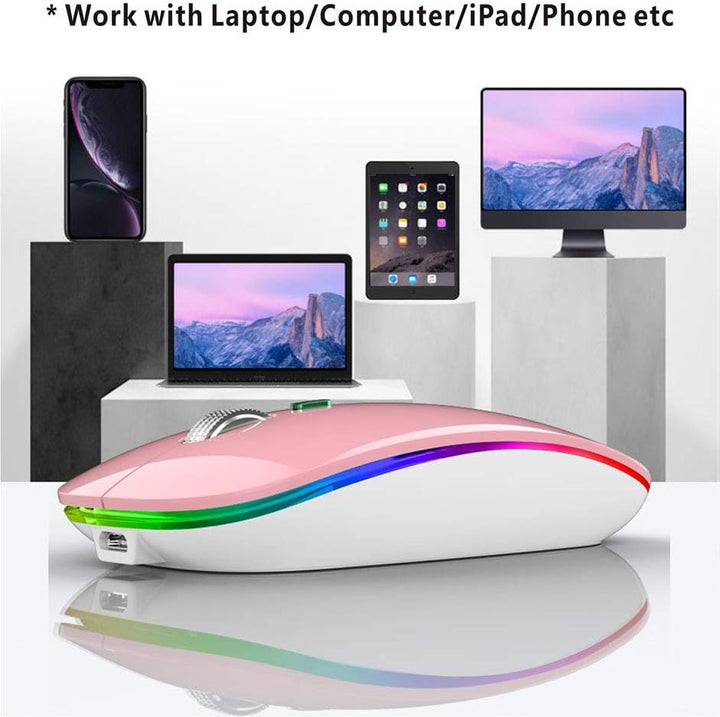 Uiosmuph Bluetooth Maus Kabellose, LED Funkmaus wiederaufladbar Leise Wireless Mouse 2.4GHz Kabellos
